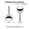 KYB05N4 Pack of 10 high polished titanium balls with 4mm diameter for threadless push in post KYB05N4 Pack of 10 high polished titanium balls with 4mm diameter for threadless push in post