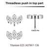KTP05X03 Pack of 5 Titanium G23 threadless push in labret top with 3 marquis cut prong set CZ stones