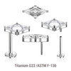 KLBXXX02 Pack of 5 high polished titanium threadless push in labrets with 1 prong set Lozenge cut CZ stone