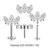 KLBXXX03 Pack of 5 high polished titanium threadless push in labrets with a top with 3 marquis cut prong set CZ stones