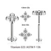 KLBXXX10 Pack of 5 high polished titanium threadless push in labrets with quadruple prong set CZ top