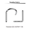 KYNS08N Pack of 10 Titanium G23 threadless nose screw post, thickness 0.8mm KYNS08N Pack of 10 Titanium G23 threadless nose screw post, thickness 0.8mm