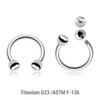 TCB12BJ3 Pack of 10 Titanium circular barbells, Thickness 1.2mm, with two 3mm bezel set crystal balls
