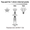 YTP12CZS Pack of 10 Titanium prong set star shape CZ attachments for 1.2mm internally threaded items, Thread size 0.9mm