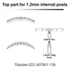 YTP12X18 Pack of 5 Titanium Internally threaded labret top with crescent moon design with 12 prong set CZ stones, Thread size 0.9mm