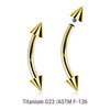 UBN12C3 Pack of 5 PVD plated titanium internally threaded eyebrow bananas, Thickness 1.2mm, Cone size 3mm UBN12C3 Pack of 5 PVD plated titanium internally threaded eyebrow bananas, Thickness 1.2mm, Cone size 3mm