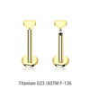 ULB12H3 Pack of 5 high polished titanium internally threaded labrets, Thickness 1.2mm, with 3mm flat heart tops ULB12H3 Pack of 5 high polished titanium internally threaded labrets, Thickness 1.2mm, with 3mm flat heart tops