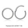 TSG12HCZB Wholesale Pack of 5 Titanium G23 hinged septum segment rings with forward facing prong set CZ, Thickness 1.2mm