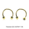 UCB12B3 Pack of 5 PVD plated titanium internally threaded circular barbells, Thickness 1.2mm, Ball size 3mm UCB12B3 Pack of 5 PVD plated titanium internally threaded circular barbells, Thickness 1.2mm, Ball size 3mm