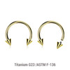 UCB12C3 Pack of 5 PVD plated titanium internally threaded circular barbells, Thickness 1.2mm, Cone size 3mm UCB12C3 Pack of 5 PVD plated titanium internally threaded circular barbells, Thickness 1.2mm, Cone size 3mm