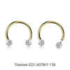 UCB12BF3 Pack of 5 PVD plated titanium internally threaded circular barbells, Thickness 1.2mm, with two 3mm multi-crystal balls with epoxy resin cover UCB12BF3 Pack of 5 PVD plated titanium internally threaded circular barbells, Thickness 1.2mm, with two 3mm multi-crystal balls with epoxy resin cover