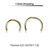 UYCB12N Pack of 5 internally threaded circular barbell posts in PVD plated titanium, thickness 1.2mm UYCB12N Pack of 5 internally threaded circular barbell posts in PVD plated titanium, thickness 1.2mm