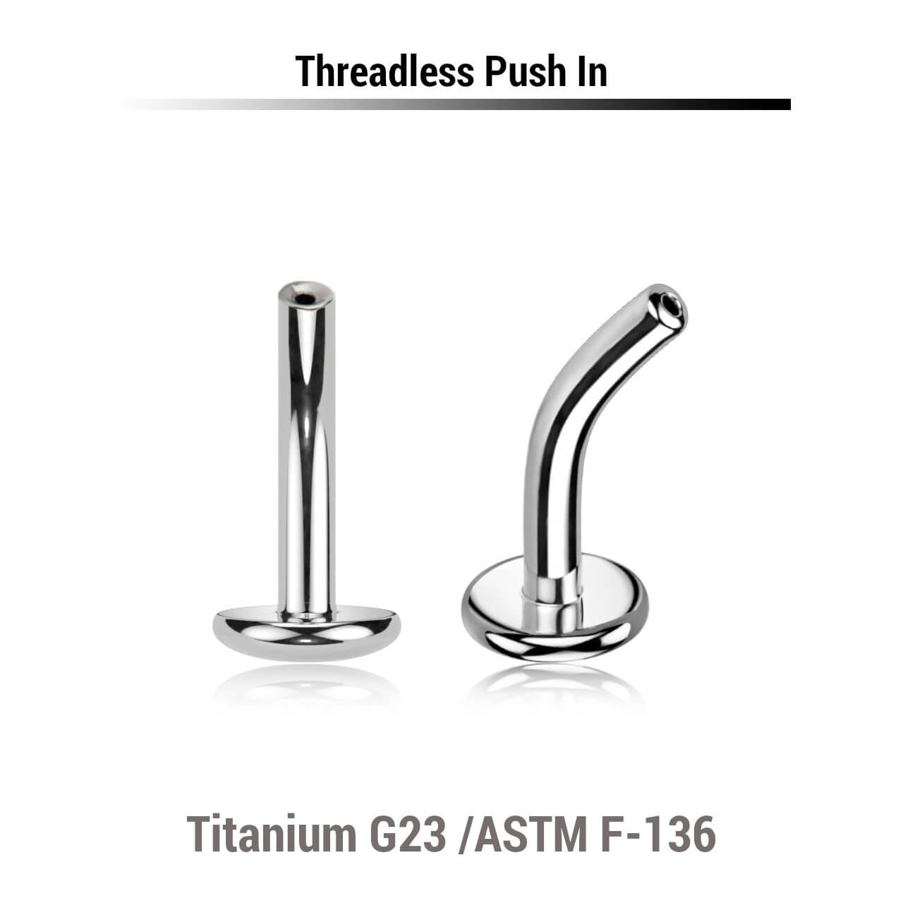 KYCL16NU Pack of 10 threadless high polished titanium curved labret post with convex base