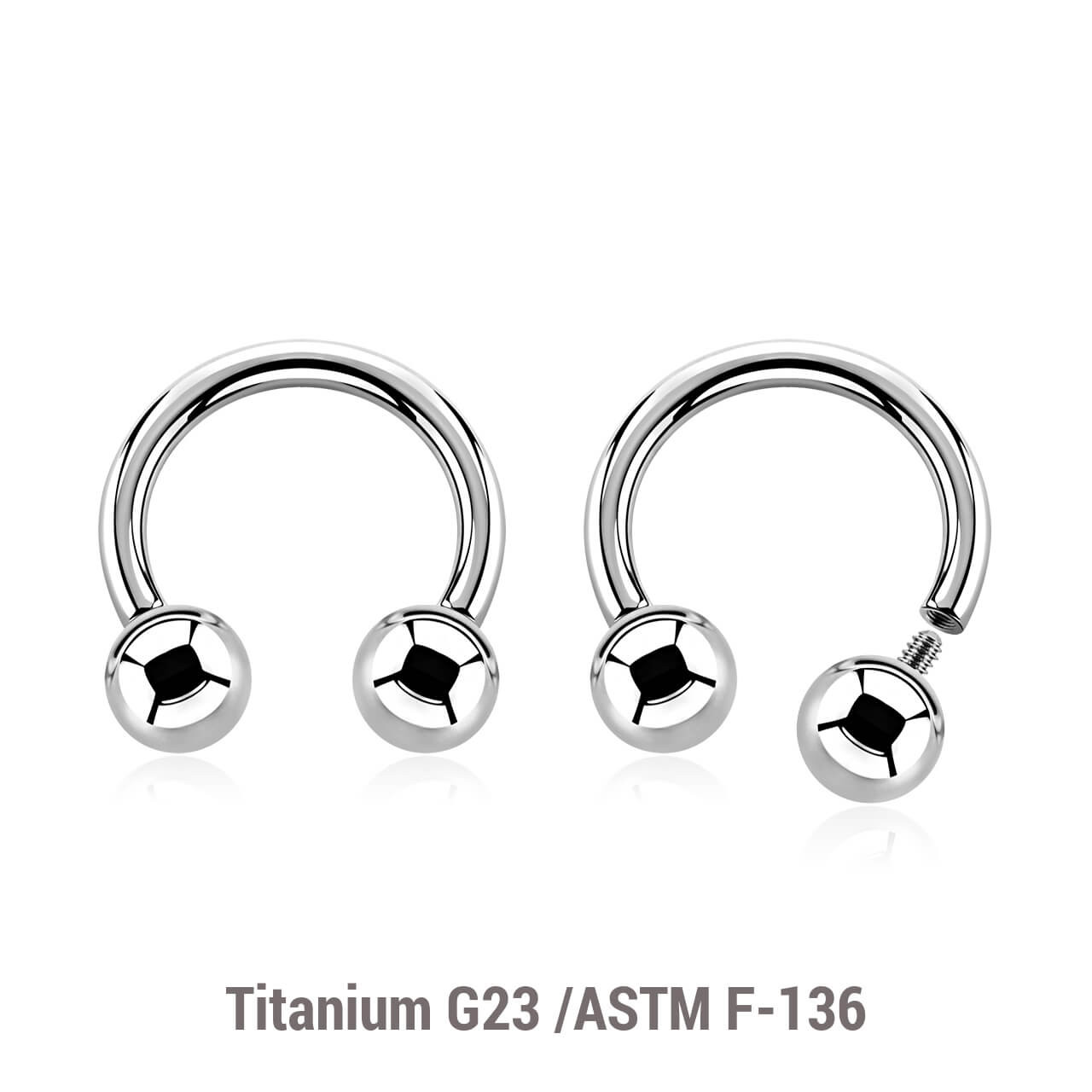 YCB16B5 Pack of 10 high polished Titanium ASTM F-136 internally threaded circular barbells, Thickness 1.6mm, Ball size 5mm