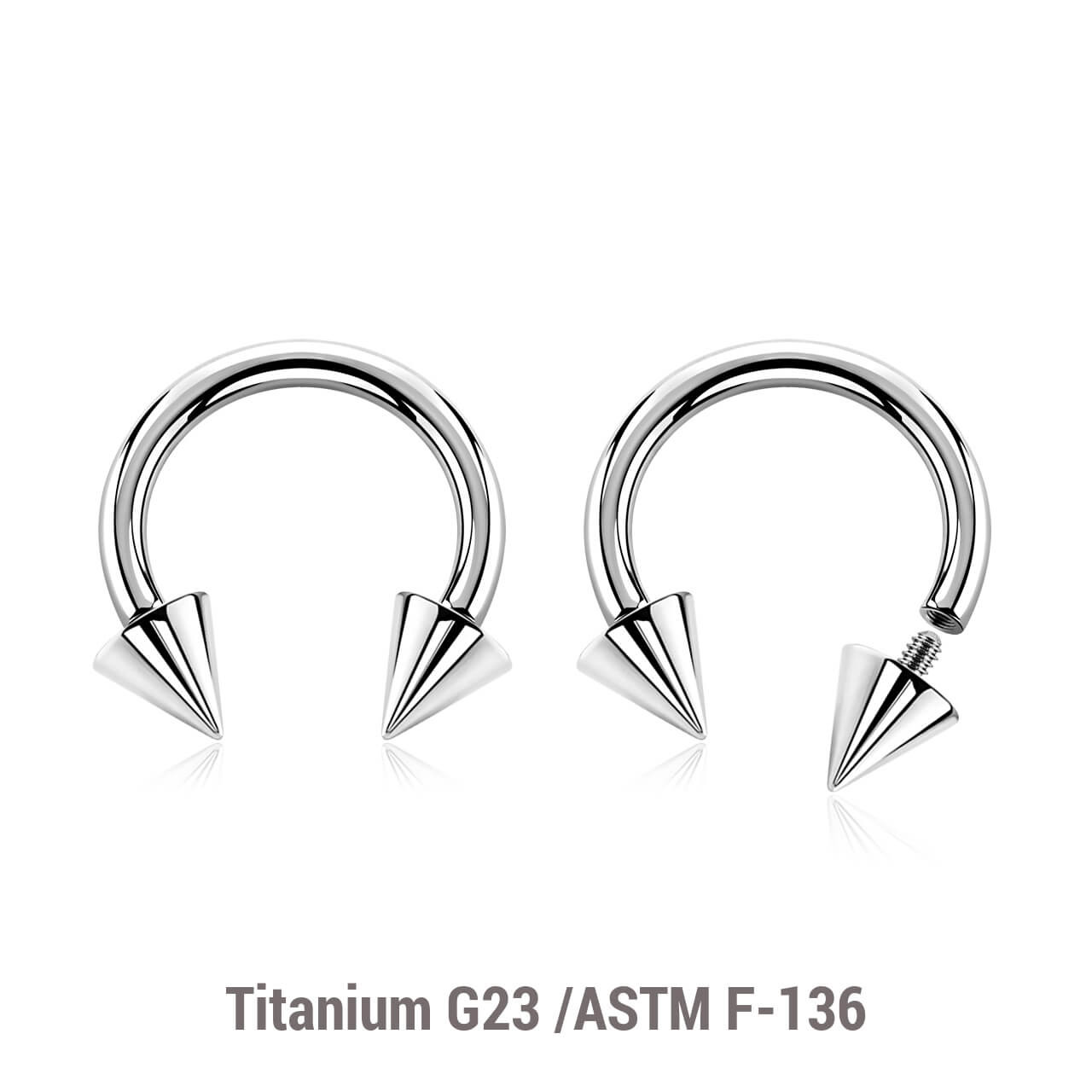 YCB16C5 Pack of 10 high polished Titanium ASTM F-136 internally threaded circular barbells, Thickness 1.6mm, Cone size 5mm