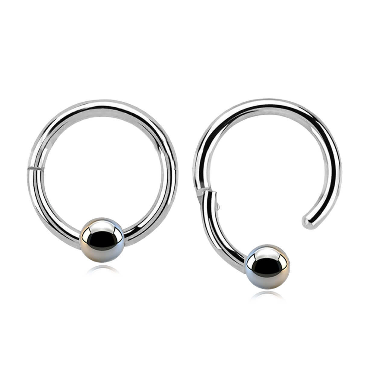 SBC12B3H Wholesale Lot of 10 surgical steel hinged ball closure rings, Thickness 1.2mm, Ball size 3mm