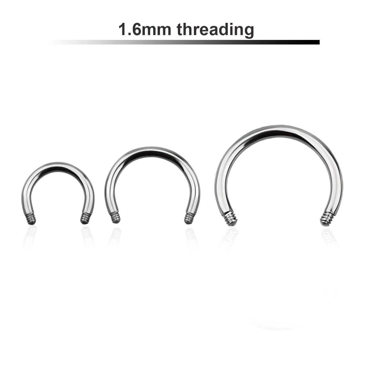 SYCB16N Piercing studio supplies: Pack of 25 pcs. of circular barbell post in surgical steel, thickness 1.6mm