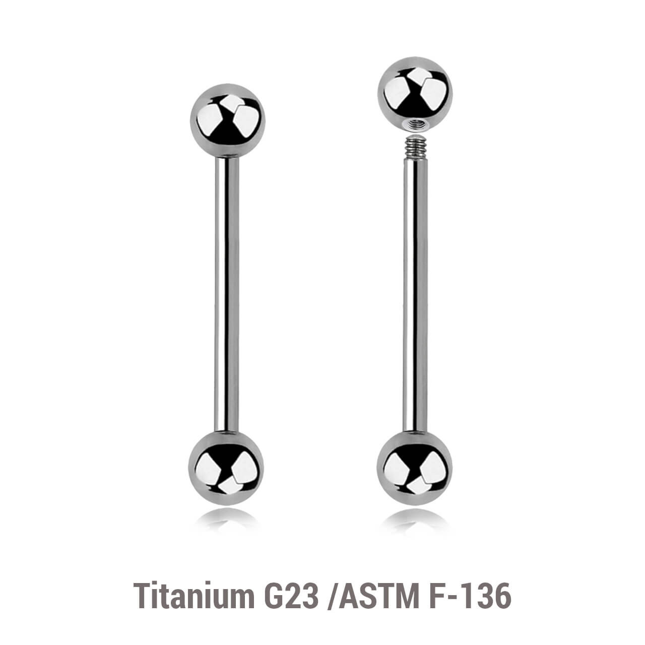 TBA16B5 Wholesale Lot of 10 high polished titanium G23 tongue barbells, Thickness 1.6mm, Ball size 5mm