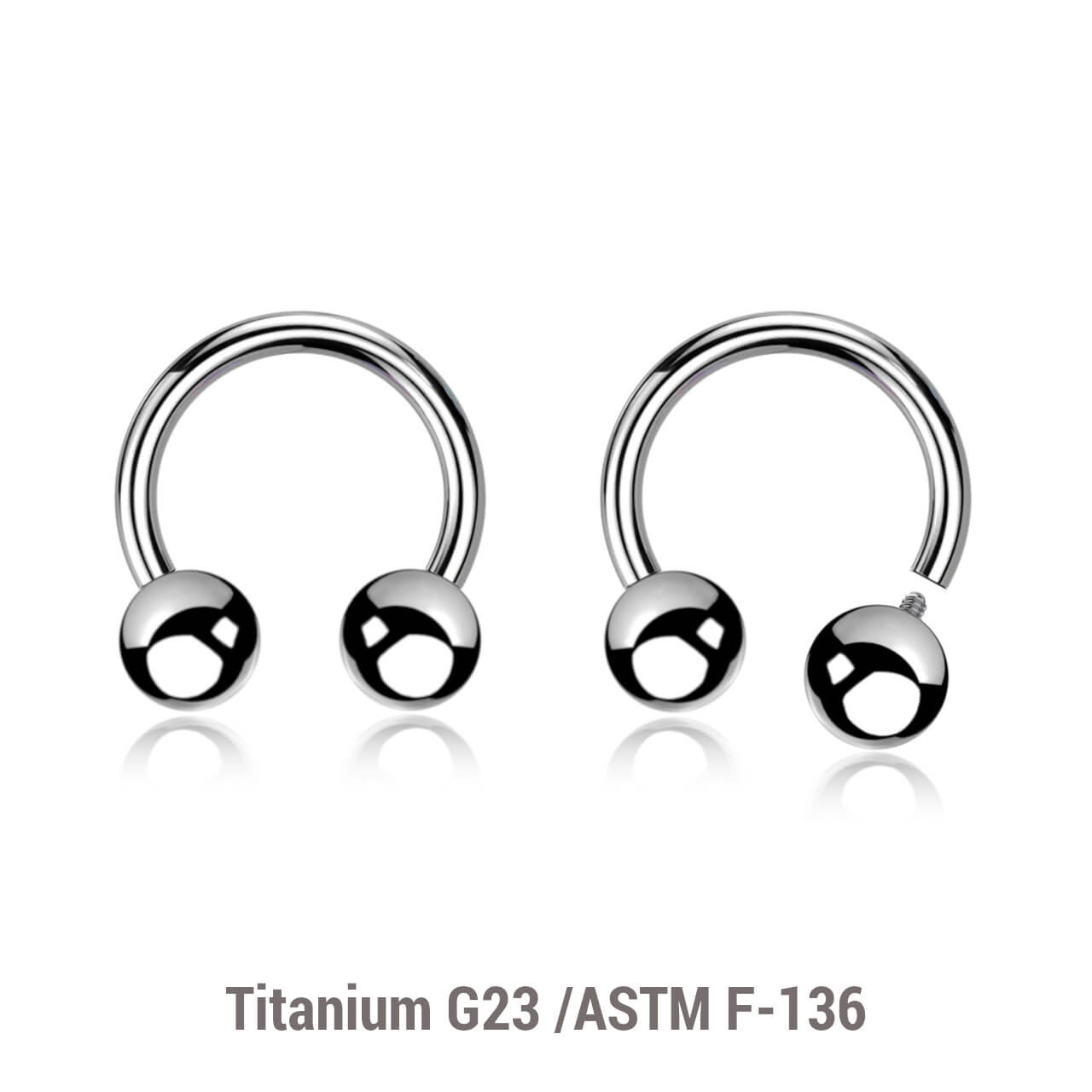 YCB12B4 Pack of 10 high polished titanium internally threaded circular barbells, Thickness 1.2mm, Ball size 4mm