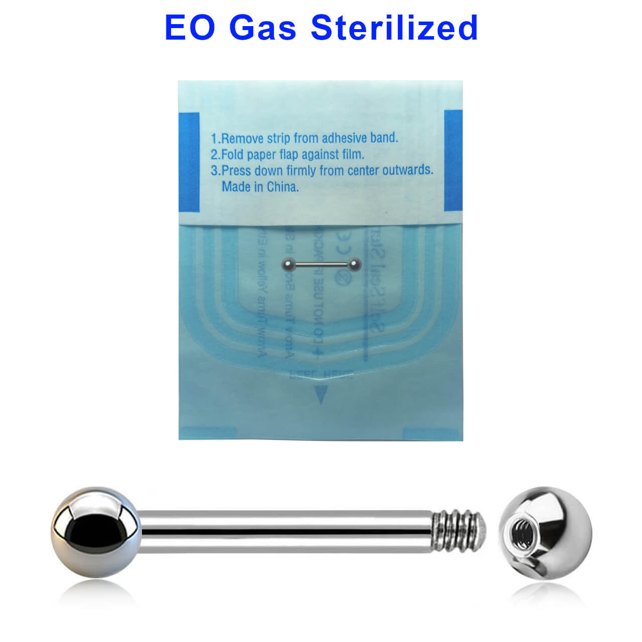 ZBA12B3 Sterilized body jewelry assortment of 10 surgical steel eyebrow or helix barbells, Thickness 1.2mm, Ball size 3mm