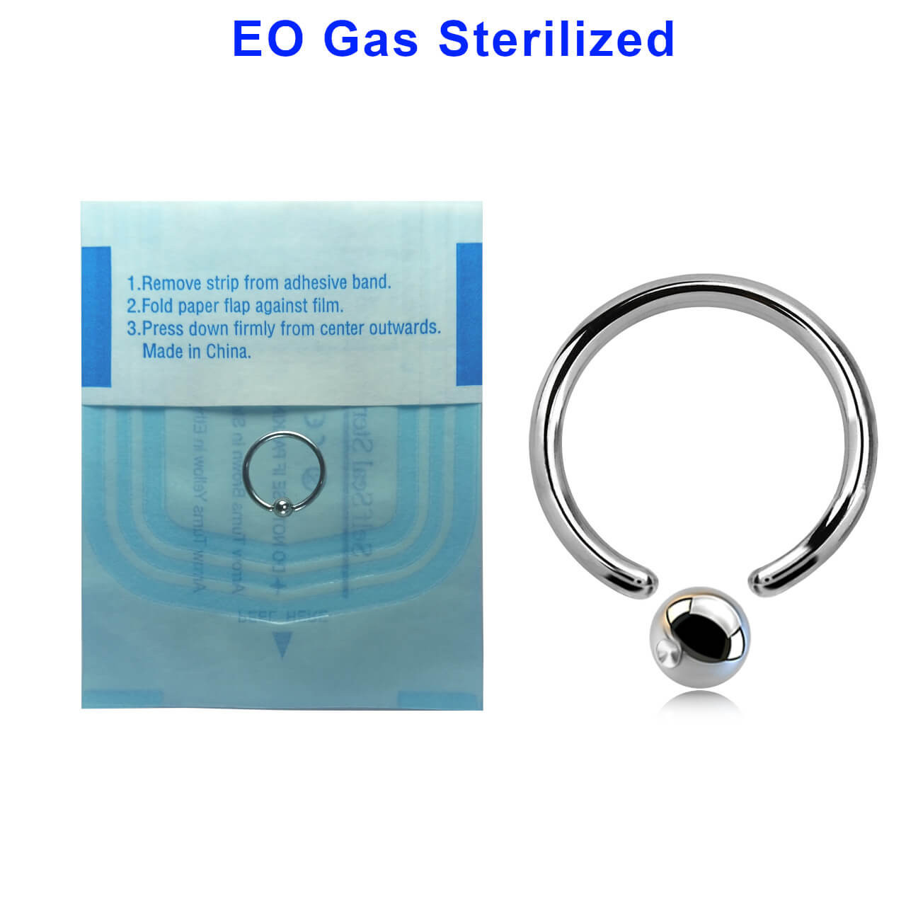 ZBC12B3 Sterilized body jewelry assortment of 10 surgical steel ball closure rings, Thickness 1.2mm, Ball size 3mm