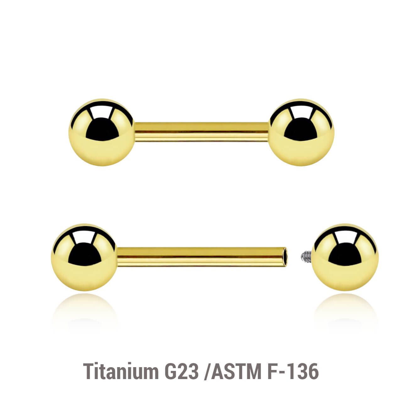 UBA12B4 Pack of 5 PVD plated titanium internally threaded eyebrow or helix barbells, Thickness 1.2mm, Ball size 4mm UBA12B4 Pack of 5 PVD plated titanium internally threaded eyebrow or helix barbells, Thickness 1.2mm, Ball size 4mm
