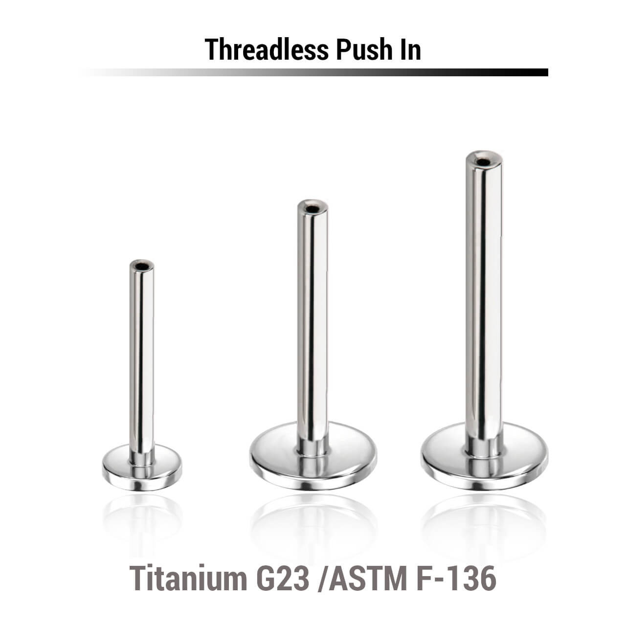 KYLBXXN Pack of 10 threadless push In labret posts in high polished titanium