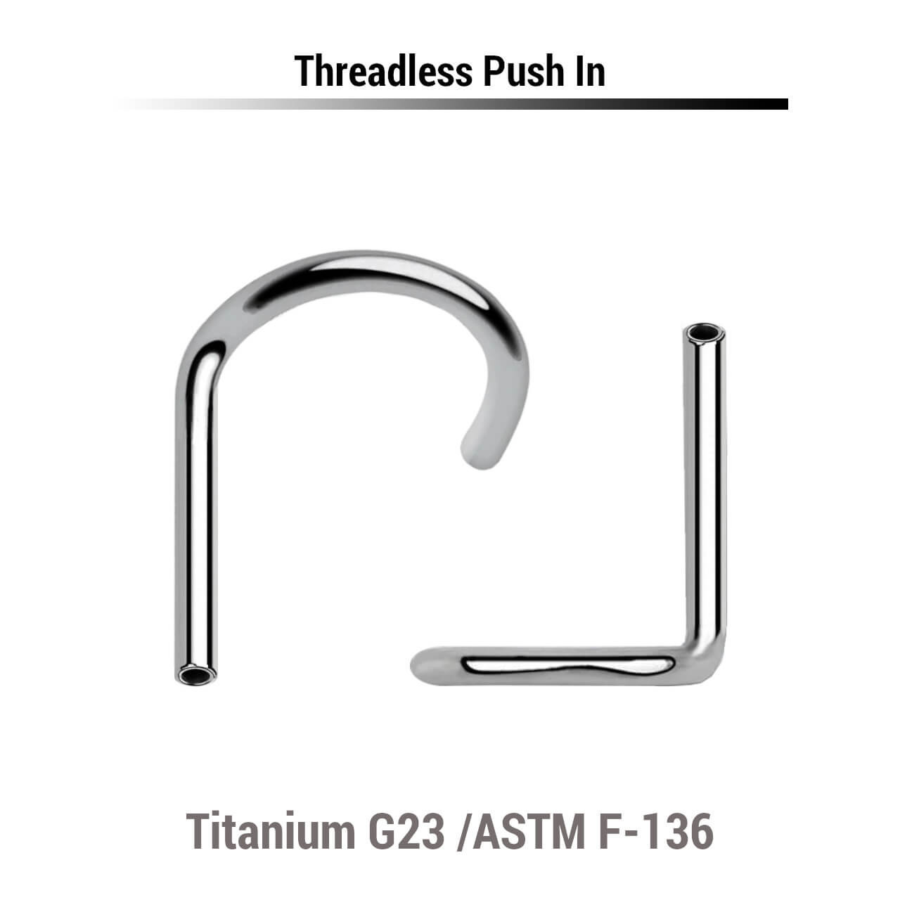 KYNS08N Pack of 10 Titanium G23 threadless nose screw post, thickness 0.8mm KYNS08N Pack of 10 Titanium G23 threadless nose screw post, thickness 0.8mm
