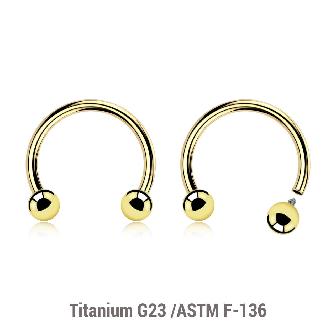 UCB12B3 Pack of 5 PVD plated titanium internally threaded circular barbells, Thickness 1.2mm, Ball size 3mm UCB12B3 Pack of 5 PVD plated titanium internally threaded circular barbells, Thickness 1.2mm, Ball size 3mm