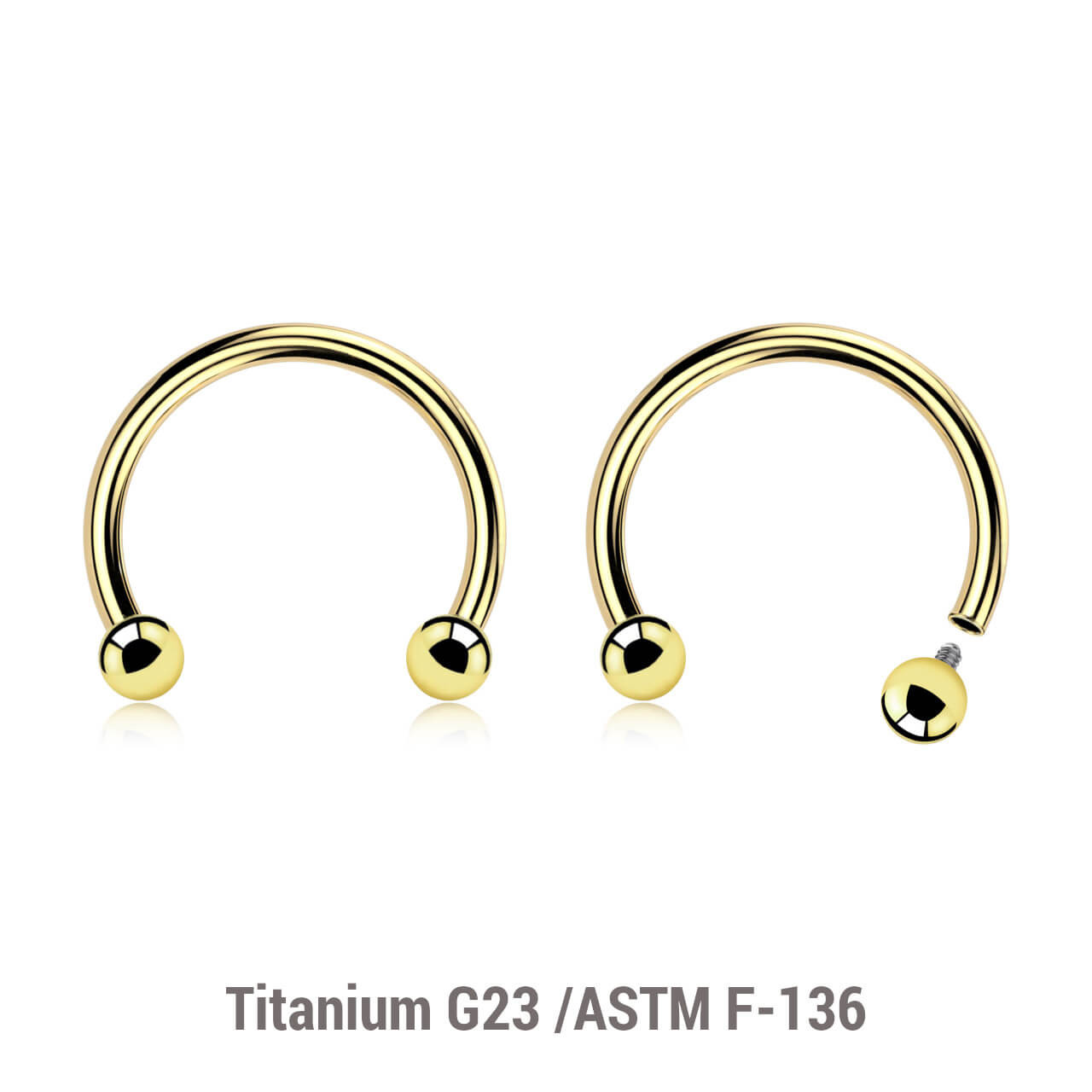 UCB12B25 Pack of 5 PVD plated titanium internally threaded circular barbells, Thickness 1.2mm, Ball size 2.5mm UCB12B25 Pack of 5 PVD plated titanium internally threaded circular barbells, Thickness 1.2mm, Ball size 2.5mm