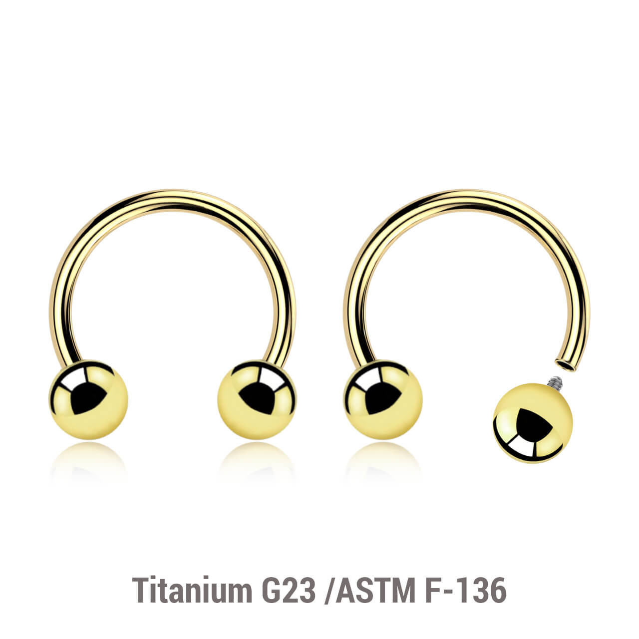 UCB12B4 Pack of 5 PVD plated titanium internally threaded circular barbells, Thickness 1.2mm, Ball size 4mm UCB12B4 Pack of 5 PVD plated titanium internally threaded circular barbells, Thickness 1.2mm, Ball size 4mm