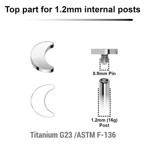 YTP12MO3 Pack of 5 Titanium Internally threaded labret top in a 3mm flat moon shape, Thread size 0.9mm YTP12MO3 Pack of 5 Titanium Internally threaded labret top in a 3mm flat moon shape, Thread size 0.9mm