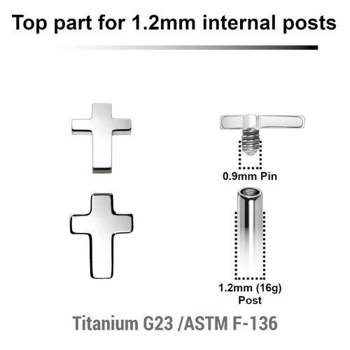 YTP12CR34 Pack of 5 Titanium Internally threaded labret top in a 3x4mm flat cross shape, Thread size 0.9mm YTP12CR34 Pack of 5 Titanium Internally threaded labret top in a 3x4mm flat cross shape, Thread size 0.9mm