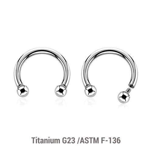 YCB16B3 Pack of 10 high polished Titanium ASTM F-136 internally threaded circular barbells, Thickness 1.6mm, Ball size 3mm