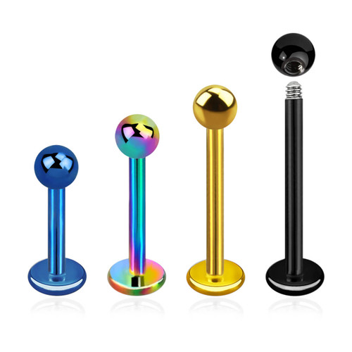 PLB12B3 Wholesale Pack of 25 PVD plated 316L steel labrets, Thickness 1.2mm, Ball size 3mm PLB12B3 Wholesale Pack of 25 PVD plated 316L steel labrets, Thickness 1.2mm, Ball size 3mm