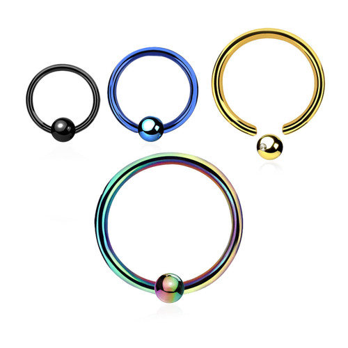 PBC12B3 Wholesale Assortment of 25 black anodized plated 316L steel ball closure rings, Thickness 1.2mm, Ball size 3mm PBC12B3 Wholesale Assortment of 25 black anodized plated 316L steel ball closure rings, Thickness 1.2mm, Ball size 3mm