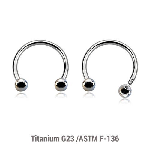 TCB12B3 Wholesale Pack of 10 high polished titanium G23 horseshoe circular barbells, Thickness 1.2mm, Ball size 3mm TCB12B3 Wholesale Pack of 10 high polished titanium G23 horseshoe circular barbells, Thickness 1.2mm, Ball size 3mm