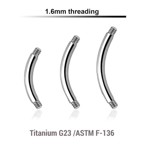 TYBN16N Piercing studio supplies: Pack of 25 pcs. of belly banana posts in high polished titanium G23, thickness 1.6mm TYBN16N Piercing studio supplies: Pack of 25 pcs. of belly banana posts in high polished titanium G23, thickness 1.6mm