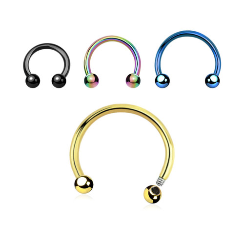 PCB12B25 Wholesale Lot of 25 PVD plated 316L steel horseshoe circular barbells, Thickness 1.2mm, Ball size 2.5mm PCB12B25 Wholesale Lot of 25 PVD plated 316L steel horseshoe circular barbells, Thickness 1.2mm, Ball size 2.5mm