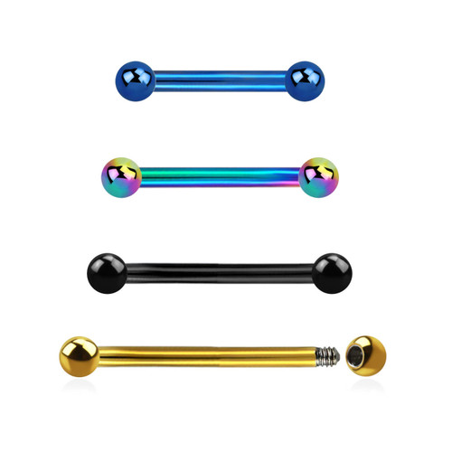 PBA16B3 Wholesale Assortment of 25 PVD plated 316L steel nipple barbells, Thickness 1.6mm, Ball size 3mm PBA16B3 Wholesale Assortment of 25 PVD plated 316L steel nipple barbells, Thickness 1.6mm, Ball size 3mm