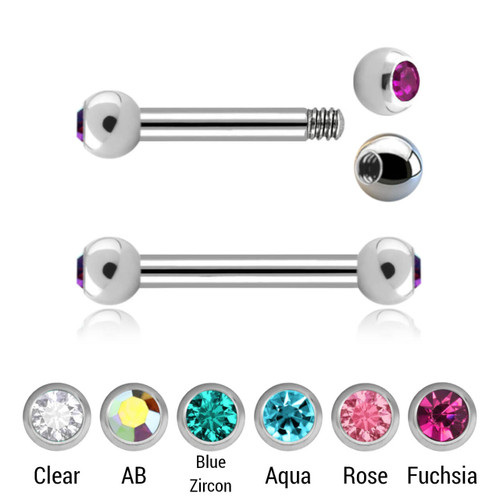 SBA12BJ25 Pack of 10 surgical steel helix barbells, Thickness 1.2mm, with two 2.5mm bezel set crystal balls SBA12BJ25 Pack of 10 surgical steel helix barbells, Thickness 1.2mm, with two 2.5mm bezel set crystal balls