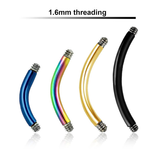 PYBN16N Piercing studio supplies: Pack of 25 pcs. of belly banana posts in PVD plated 316L steel, thickness 1.6mm PYBN16N Piercing studio supplies: Pack of 25 pcs. of belly banana posts in PVD plated 316L steel, thickness 1.6mm