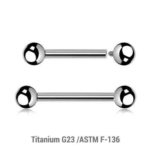YBA12B3 Pack of 10 high polished titanium internally threaded barbells, Thickness 1.2mm, Ball size 3mm YBA12B3 Pack of 10 high polished titanium internally threaded barbells, Thickness 1.2mm, Ball size 3mm