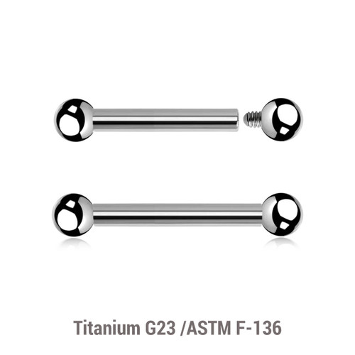 YBA16B3 Pack of 10 high polished titanium internally threaded barbells, Thickness 1.6mm, Ball size 3mm YBA16B3 Pack of 10 high polished titanium internally threaded barbells, Thickness 1.6mm, Ball size 3mm
