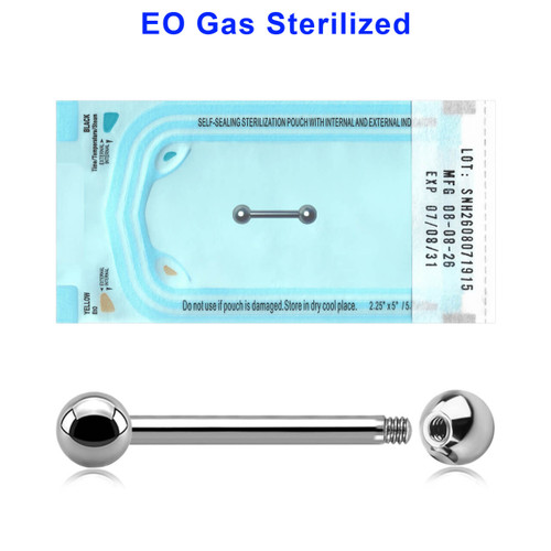 ZBA16B4 Sterilized body jewelry pack of 10 surgical steel nipple barbells, Thickness 1.6mm, Ball size 4mm
