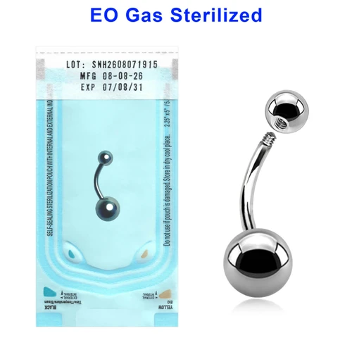 ZBN16B58 Sterilized body piercing assortment of 10 surgical steel belly bananas, Thickness 1.6mm, Ball size 5 + 8mm