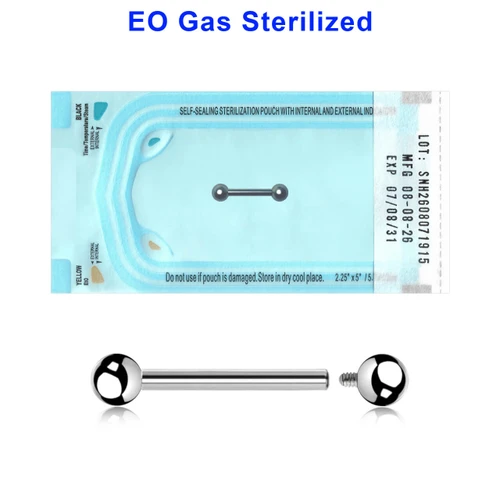 QBA16B4 Sterilized body piercing lot of 10 surgical steel internally threaded nipple barbells, Thickness 1.6mm, Ball size 4mm