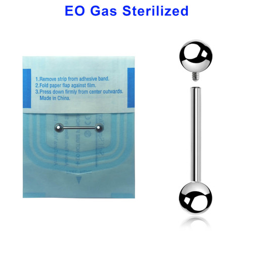 QBA16B5 Sterilized body piercing pack of 10 surgical steel internally threaded tongue barbells, Thickness 1.6mm, Ball size 5mm QBA16B5 Sterilized body piercing pack of 10 surgical steel internally threaded tongue barbells, Thickness 1.6mm, Ball size 5mm