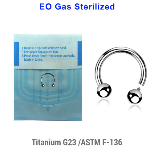 VCB12B3 Sterilized body piercing assortment of 10 high polished titanium internally threaded circular barbells, Thickness 1.2mm, Ball size 3mm VCB12B3 Sterilized body piercing assortment of 10 high polished titanium internally threaded circular barbells, Thickness 1.2mm, Ball size 3mm