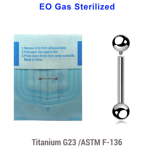 VBA12B3 Sterilized body piercing bulk of 10 high polished titanium internally threaded barbells, Thickness 1.2mm, Ball size 3mm VBA12B3 Sterilized body piercing bulk of 10 high polished titanium internally threaded barbells, Thickness 1.2mm, Ball size 3mm